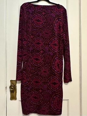 Long Tall Sally Cocktail Dress with Kaleidoscope Pattern in Purple and Pink (14)